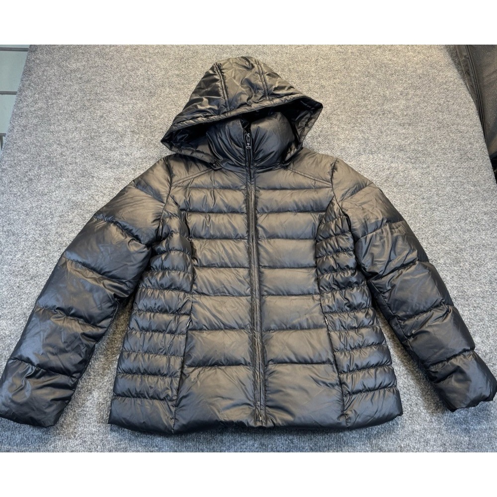Guess Los Angeles Women's Size Large Black Down Puffer Hooded Jacket Coat